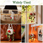 Crochet Car Air Freshener, 8ml Empty Refillable Oil Diffuser Bottle with Hanging Crochet Red Rose Plant & Hanging Tools, Car Rearview Mirror Diffuser for Wall Art & Home & Office Decoration