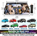 CHILL·TEK Funny Car Windshield Sun Shade Umbrella, Funny Cow Car Sun Shade Umbrella, Block UV Rays Heat Foldable Windshield Umbrella Sun Visor Protector - Keep Vehicle Cool for Cars SUV