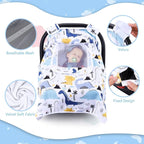 THE KENKYO Car Seat Cover for Babies, Breathable Carseat Cover for Boys Girls, Kick-Proof Infant Car Seat Canopy with Mesh Peep Window and Sun Shade, Windproof Stroller Cover for All Seasons