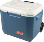Coleman Xtreme 50qt Rolling Cooler with Wheels, Extra-Walled Insulation Keeps Ice up to 5 Days, Portable Wheeled Hard Chiller