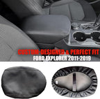 Center Console Cover for Ford Explorer 2019 2018 2017 2016 2015 2014 2013 2012 2011 - Vinyl Leather Console Lid Cushion Protector for 2011-2019 Ford Explorer Interior Accessories (Black)