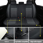 Car Back Seat Covers,Rear Seat Covers,Universal Fit for Most Cars,SUV,Sedans and Pick-up Trucks,Automotive Faux Leather Vehicle Cushion Covers(Rear Seat Covers,Black/White)