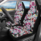 Sugar Skull Car Seat Covers Breathable Front Seat Covers Easy Installation Stretch Polyester Fabric Cover Protection Interior Accessories Universal Fit Most Cars,SUV, Trucks