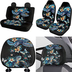 FKELYI Women Auto Fashion Seat Cushions and Headrest Pads, Sea Turtle Car Handbrake Cover with Gear Shifter Cover, Steering Wheel Protector, Cup Coasters