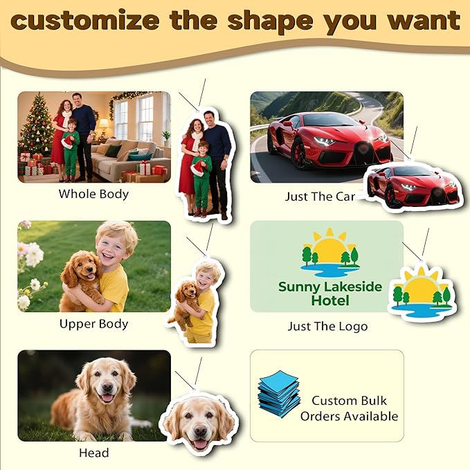 Custom Logo Car Air Freshener Bulk, Custom Air Fresheners with Picture, Personalized Air Freshener for Car, Suitable for Custom Gifts for Branding Business Events (Irregular Shape)