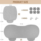 3 PCS Linen Car Seat Covers with Storage Pocket, Back Seat Covers Protectors with Non-Slip, Breathable Bench Seat Covers Universal Fit for SUVs, Cars, Trucks (Light Grey)