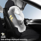 Nappa Leather Car Seat Covers Full Set, Black Car seat Protector 5 Seats, Waterproof Car Seat Cushion, Universal Automotive Seat Covers Fit for SUV Truck Pick-up Sedan, Front and Rear