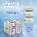 Cool Coolers by Fit & Fresh Slim Ice Packs, Quick Freeze Reusable Ice Packs for Lunch Boxes & Coolers, Long-Lasting, Space Saving Lunch Ice Packs, Sage, 4Pk