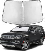 EcoNour Windshield Sunshade Compatible for Jeep GrandWagoneer 2022-2024 2025 2026, Sun Visor for Front Windshield & Window Sun Shade Cover, UV Heat Blocker & Protector, Car Accessories