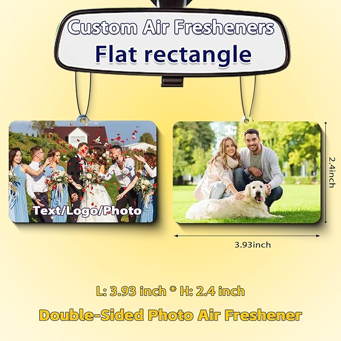 Custom Air Freshener with Picture, Personalized Car Air Freshener, Customized Double Sided Photo Air Fresheners, for Car, Wardrobe, Bathroom, Christmas Hanging Ornaments (Horizontal)