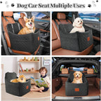 Small Dog Car Seat, Memory Foam Dog Booster Car Seats with Thick Cushion for Medium Dogs Under 35lbs, Detachable Washable Pet Seat with Storage Pockets,2 Safety Belts (Black, Medium)