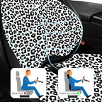 NS YOLO Ergonomic Car Seat Cushion with Comfort Memory Foam Neck Pillow, Car Pillow,Lumbar Support and Big Size Soft Seat Cushion for Driving Seat,Office Chair and Wheel Chair (Leopard Print-3 pcs)