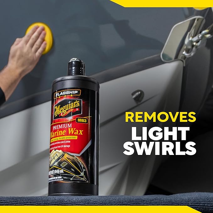 Meguiar’s Flagship Premium Marine Wax, M6332, Easy-to-Use Boat Polish and Wax that Removes Swirls, Scratches, and Oxidation While Adding Long-Lasting Protection, Gifts for Car Lovers, 32 Oz