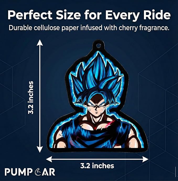 PumpCar car air freshener 2-piece double-sided Goku SSJ hanging cherry-scented anime dragon for rearview mirror Car Interior Accessories Household Gifts