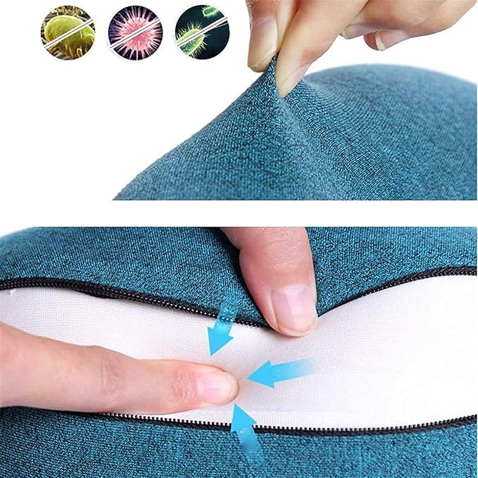 Neck Pillow Sleep Kit - 100% Memory Foam Travel Pillow, Compact Carry Bag, U-Shaped Airplane Car Flight Pillow, Breathable and Comfortable 360-Degree Head Support