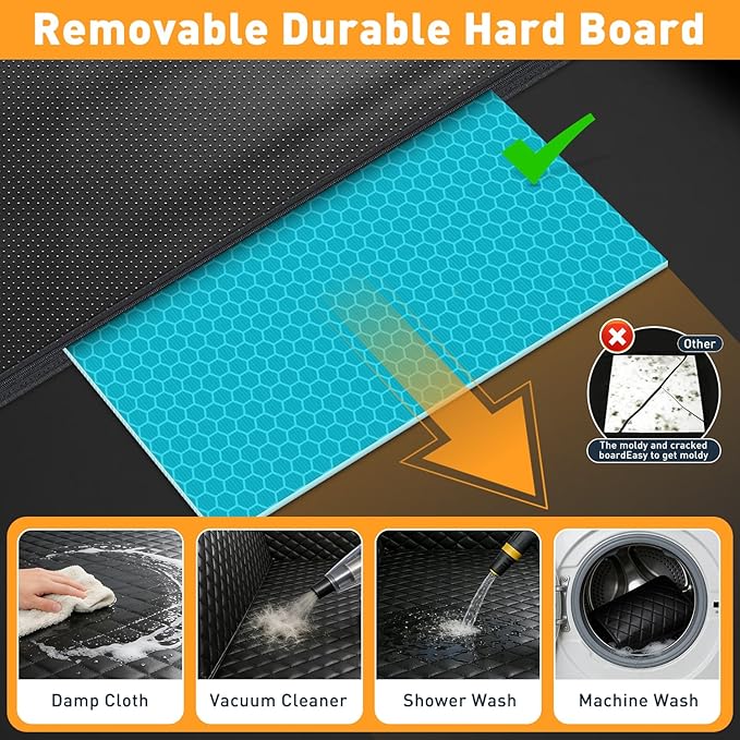 Dog Car Seat Cover for Back Seat, Hard Bottom Back Seat Extender for Dogs, Dog Hammock for Car SUV and Trucks - Waterproof, Anti Scratch，Easy to Clean, Supports 400lbs