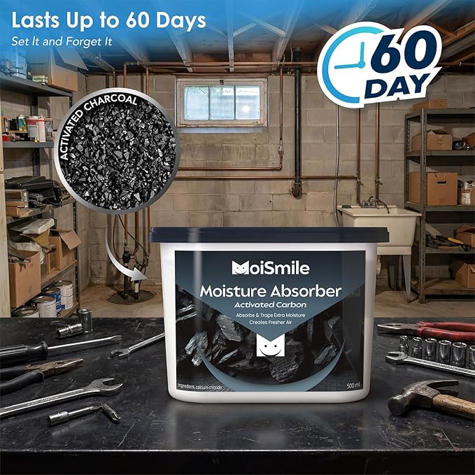 Moisture Absorbers 6 Packs, 10.8 Oz/ 300g Activated Charcoal Efficient Humidity Absorber ＆ Odor Absorber Boxes, Refillable Car Dehumidifier for Closet, Bathroom, Basement＆ RV