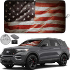 Autoamerics 1-Piece Windshield Sun Shade Grunge American Flag - 1 USA Design - Foldable Car Front Window Sunshade for Most Sedans SUV Truck - Blocks Max UV Rays and Keeps Your Vehicle Cool - Medium