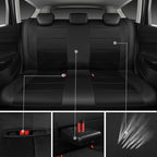 CAR PASS Leather Back Seat Cover, Breathable Mesh Universal Bench Seat Cover, Super 5mm Composite Sponge Inside, Airbag Compatible Fits Most Automotive, Cars, SUVs, Trucks, and Vans (Rear, Black)