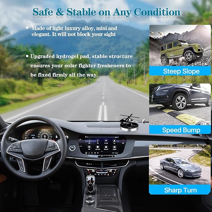 [ Military-Grade Fighter] Car Air Freshener, Alloy Solar Rotating Car Essential Oil Diffuser with Cologne Natural Plant Essential Oil, Car Aromatherapy Dashboard Decorations