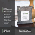 Moso Natural Air Purifying Bag 500g | Premium Bamboo Charcoal Odor Absorber for Home, Bedroom, Kitchen, Basement | Unscented Pet Odor Eliminator | Large Room Charcoal Deodorizer Bag Covers 250sqft
