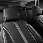 CAR PASS Nappa Leather Car Seat Covers Cushioned, Waterproof Leatherette Seat Covers Anti-Slip 5 Seats, Universal for Cars,SUV,Pick-Up,Truck,Sedan,Vehicles Sports(Full Set Black Charcoal Carbon Fiber)