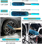 PRO Choice 4 Pack Long Handle Wheel Brush Kit for Cleaning Wheel and Tire- 2X Soft Wheel Cleaning Brush, Detailing Brush and Stiff Tire Brush