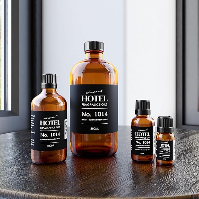 AirScent Hotel Diffuser Oil No. 1014 - The Iconic 5-Star Hotel Coastal Blend - Lemon Bergamot Sea Breeze - 120 mL Hotel Diffuser Oil for Ultrasonic and Waterless Diffusers and Crafting