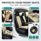 FH Group Automotive Full Car Seat Covers for SUV, Trucks, Sedan and More - Universal Fit Front High Back & Rear Solid Bench Design Interior Accessories - 3D Air Mesh Fabric Center Panel - Beige