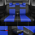 CAR PASS Leather Seat Covers Full Set Universal Water Resistant 3D Foam Back Support, Luxury Comfort Automotive 5 Seat Covers All Season Fit for SUV,Sedan,Van, Airbag Compatible Elegance(Blue Black)