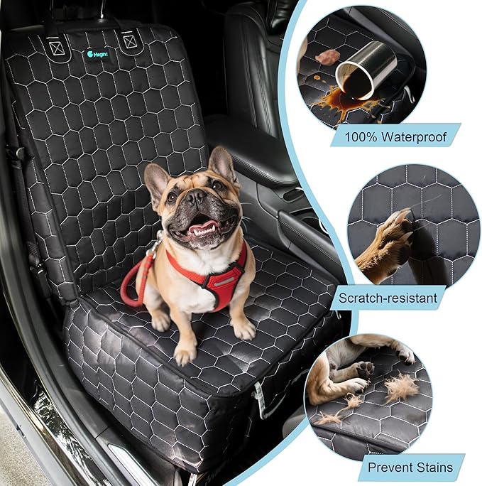 Front Seat Covers for Cars,Waterproof Car Seat Protector with Side Flaps 600D Fabric Front Seat Dog Cover for Trucks Vans SUVs Sedans, Non Slip Scratch Proof Seat Covers for Dogs in Car