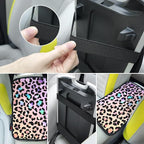 Pink Gradient Leopard Auto Center Console Pad,Car Armrest Pad Car Armrest Seat Box Cover Protector for Most Cars