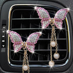 Pink Butterfly Heart Air Vent Clips, 2 Pcs Pink Butterfly Car Air Fresheners Air-conditioning Vents Clips Car Diffuser Diamond Car Interior Decor Charm Cute Car Accessories Decoration for Women