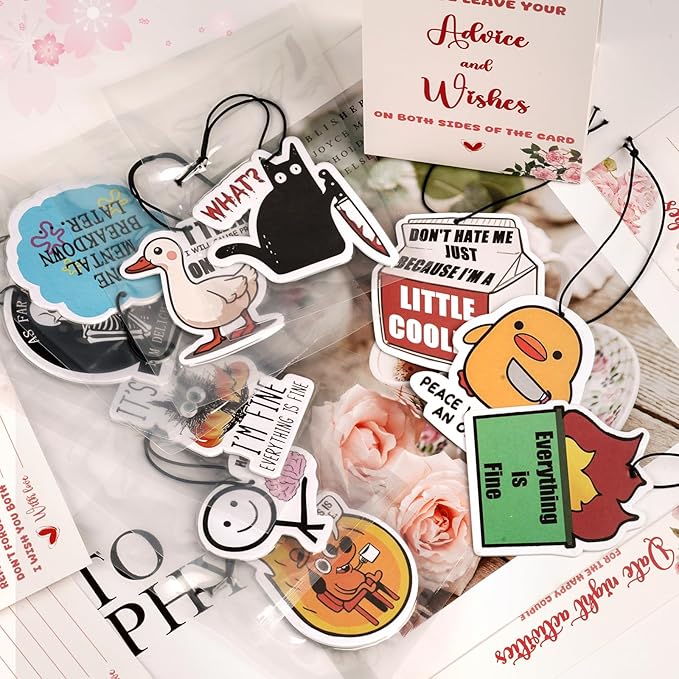 10Pcs Funny Car Air Freshener Hanging Decor Cute Accessories for Auto Interior, Funny Mirror Decor Hanging Cars Freshener Interior Gift for Men Women