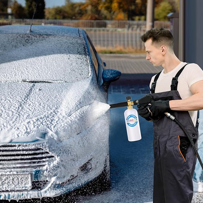 DUSICHIN SFL-001 Foam Cannon Snow Foam Lance Pressure Washer Jet Wash Quick Release Adjustable Nozzle 1/4 Inch Male Fitting Foam Dispenser