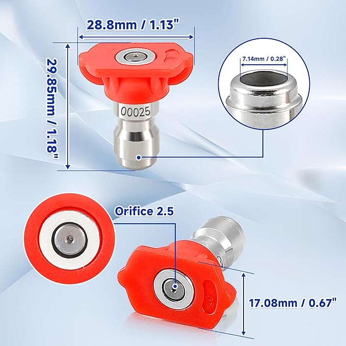 Tool Daily Pressure Washer Tips, Set of 7 Power Washer Nozzle Tips Multiple Degrees, 1/4 Inch Quick Connect, 2.5 GPM