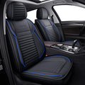 LINGVIDO Front Car Seat Covers, Faux Nappa Leather, Airbag Compatible and Waterproof Protectors for Sedans SUVs, Breathable Anti-Slip Interior for Commuters and Rideshare, Black/Blue