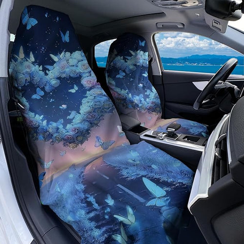 1 Pack Car Towel Seat Covers with Storage Bag, Multifunctional Towel for Gym Outdoor Sport, Picnic, Beach, Pet Dog Travel,Non-Slip Washable Car Seat Protector (Blue Heart)