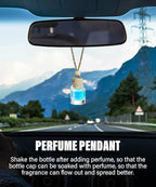ESEWALAS 5PCs Hanging Car Air Freshener, Empty Glass Perfume Bottlespendant Bottle, Air Freshener Pendant