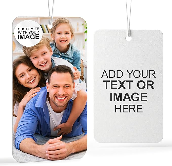Instafreshener Custom Hanging Air Freshener | Rectangle Portrait | Custom Air Fresheners with Picture or Text for Car, Closet, Bathroom, Locker & Office Decor