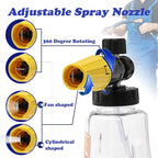 Tool Daily Pressure Washer Foam Cannon with Dual-Connector Accessory, Power Washer Double Tip Attachment for Soap Cannon, 5 Pressure Washer Sprayer Nozzles, 1/4" Quick Connect
