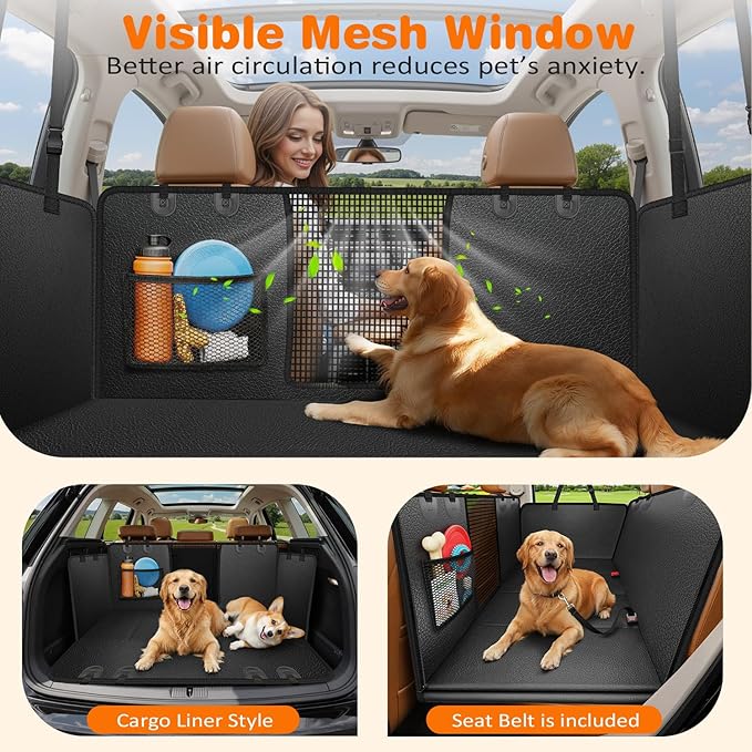 URPOWER Dog Car Seat Cover for Pets 100% Waterproof Seat Cover Hammock 600D Heavy Duty Scratch Proof Nonslip Durable Soft Back Seat Covers for Cars Trucks and SUVs