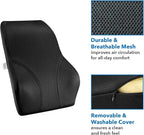 Mount-It! Office Chair Cushion, Lumbar Support Pillow for Office Chair, Back Support Pillow for Desk Chair, Gaming, Home or Car with Memory Foam Filling, Relief Back Pain Improve Posture, Black Large