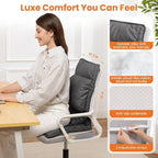 Heated Seat Cushion with Lumbar Support for Office, Heated Seat Cover Pain Relief for Long Sitting, Seat Warmer for Back, Lumbar, Hip, Thigh, Universal Fit, Auto Shut Off, 3 Heat Levels, Dark