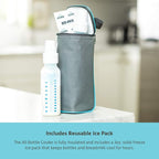 J.L. Childress Breast Milk Cooler Travel Bag - Insulated Baby Bottle Storage Bag, Portable Organizer Pack for Breast Milk, Use for Daycare or On the Go, Fits 1-2 Bottles - Grey/Teal