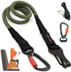 Dog Seat Belt for Car | Universal Pet Car Seatbelt with Reflective Climbing Rope, Aviation Aluminum Carabiner with 360° Swivel & Auto-Lock, Secure Safety Restraint (Ranger Green 360°)