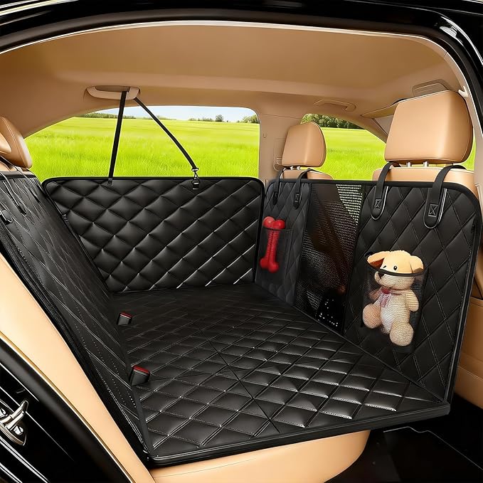 LEIMO KPARTS Dog Car Seat Cover for Back Seat,400lb Waterproof Dog Car Seat Cover Hard Bottom-Detachable,600D Heavy Duty Scratch Proof Nonslip Soft,Dog Hammock for SUVs,Car