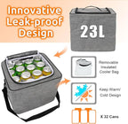 Collapsible Trunk Organizer with Insulated Leakproof Cooler Bag,Removable Lid,Adjustable Securing Straps,3 Compartments Trunk Organizer for SUV,Truck,Sedan(Light Grey)
