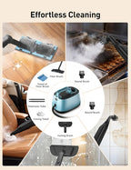 Steam Cleaner, 293°F 58 PSI Powerful Multipurpose Handheld Steam Mop for Home Use, 21 Attachments, 50Oz Capacity, Heavy Duty Steamer for Carpets, Floors, Cars, Tiles, Crack Cleaning, Azure