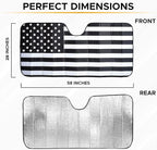 EcoNour Accordion Car Windshield Sun Shade American Flag Design | Reflective Car Window Shades for UV Protection & Heat Block | Foldable Sun Shield for Front Window | 58 x 27.5 Inches